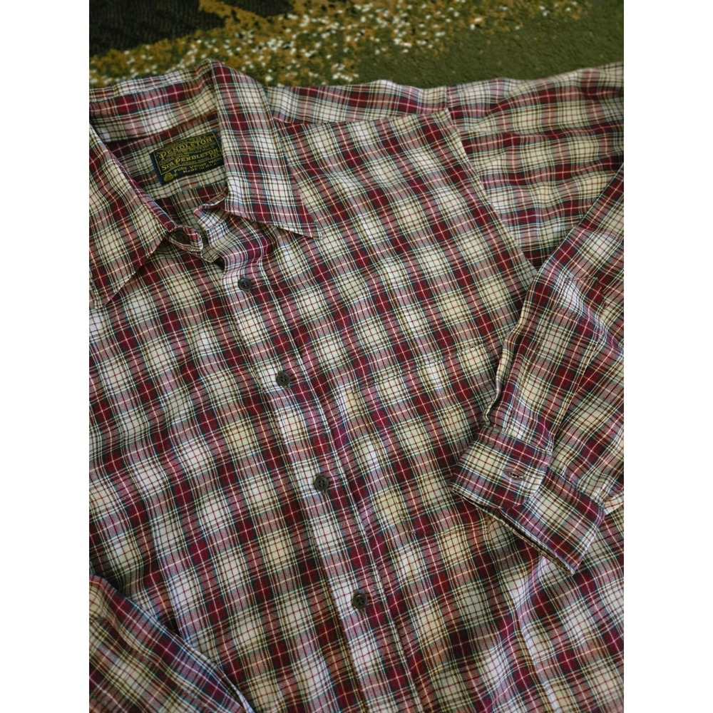 Vintage Sir Pendleton Wool Shirt XL Red Plaid Long Sleeve Button Up Made in USA